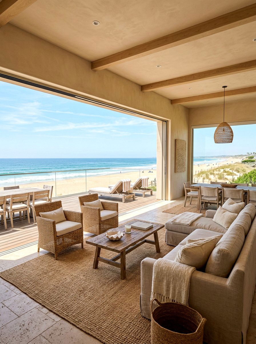Sandy Beige Living Room - 30 ocean inspired living room ideas