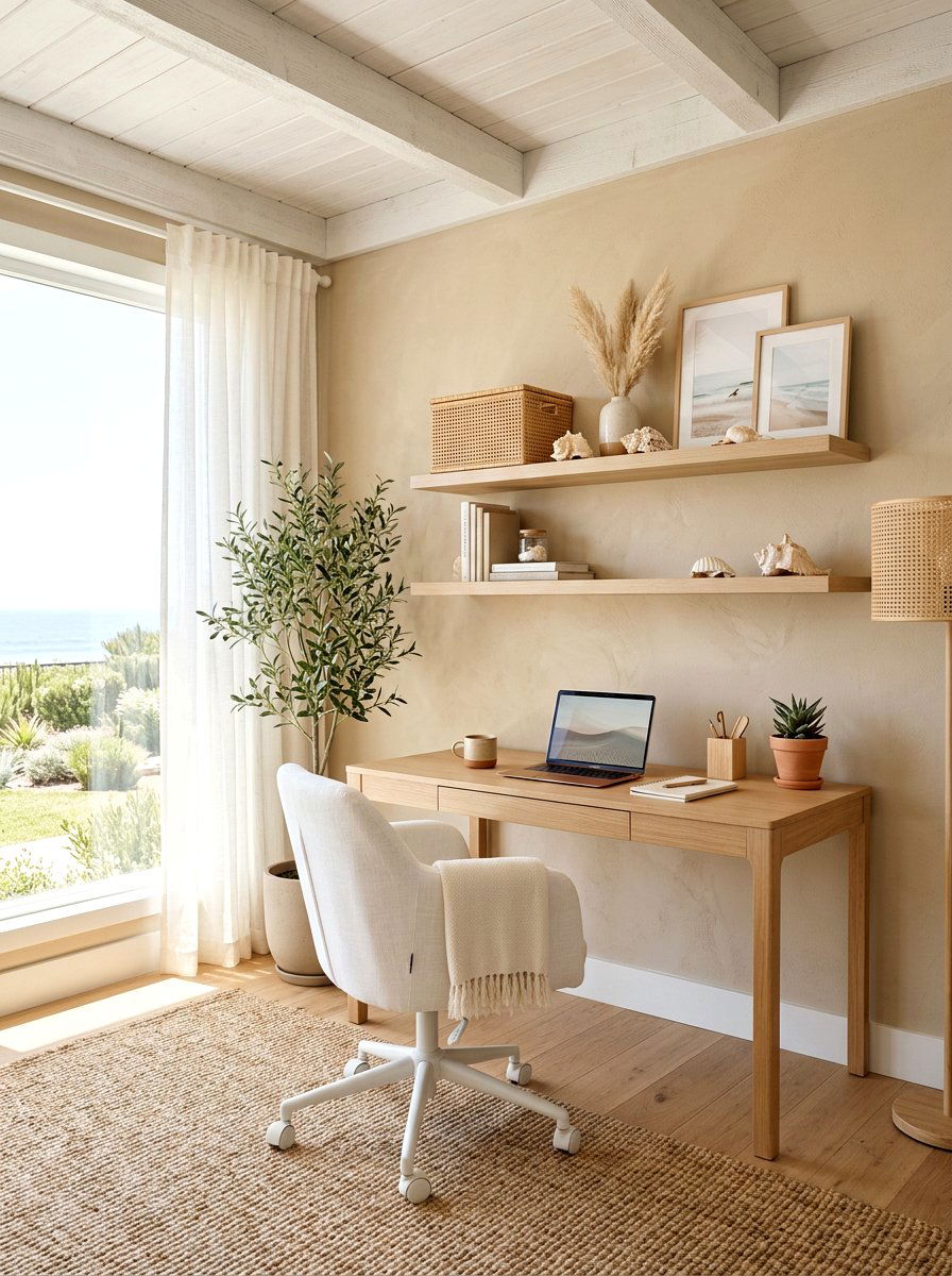 Sandy Beige Workspace - 30 office accent paint ideas