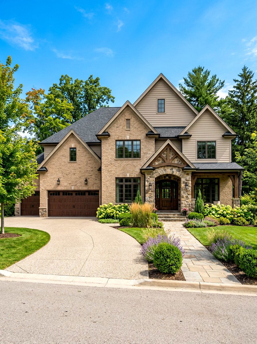 Sandy beige brick and stone - 30 sandy beige exterior ideas