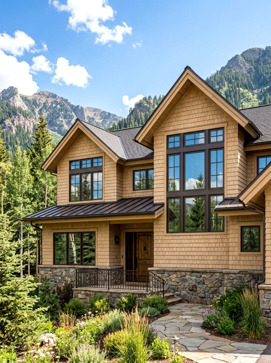 Sandy beige cedar shingles - 30 sandy beige exterior ideas
