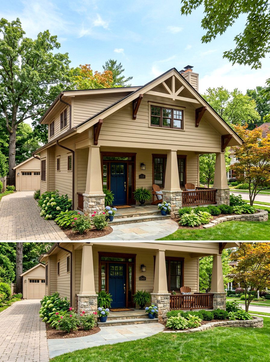 Sandy beige craftsman house - 30 sandy beige exterior ideas