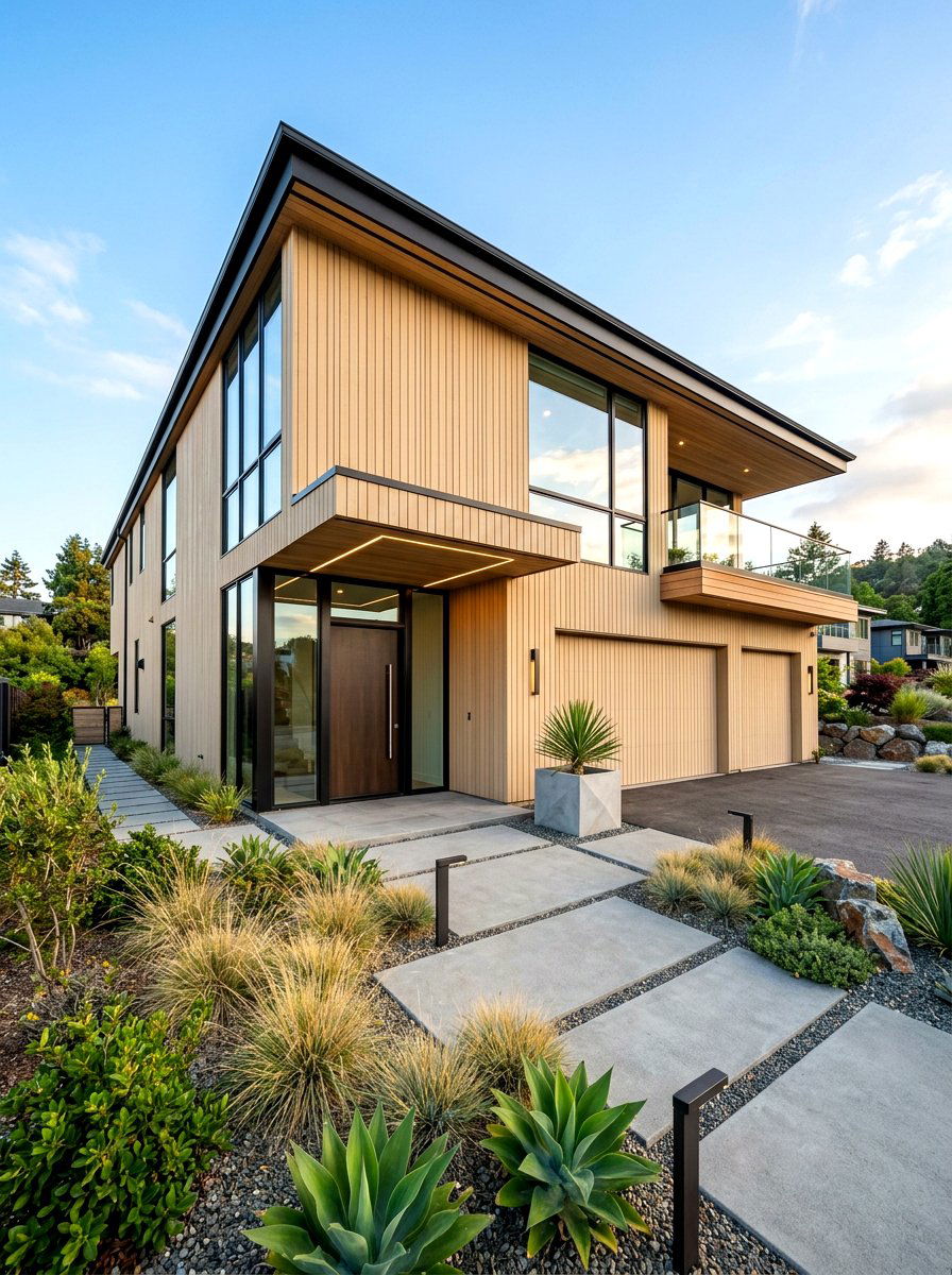 Sandy beige vertical siding - 30 sandy beige exterior ideas