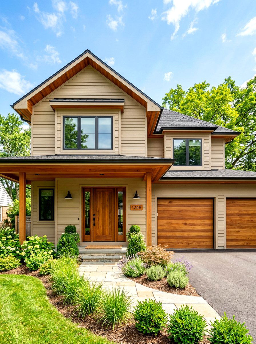 Sandy beige wood accents - 30 sandy beige exterior ideas