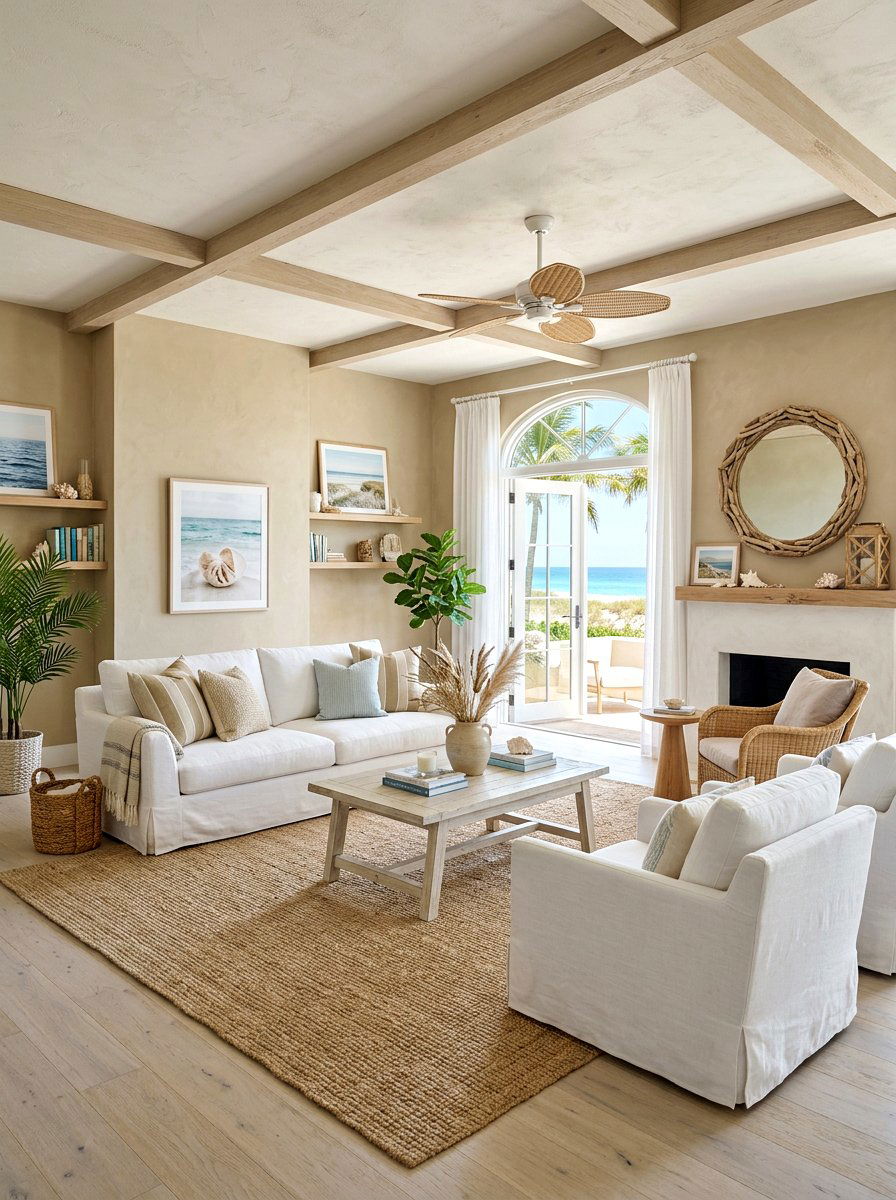 Sandy neutral living room - 30 earth tone living space ideas