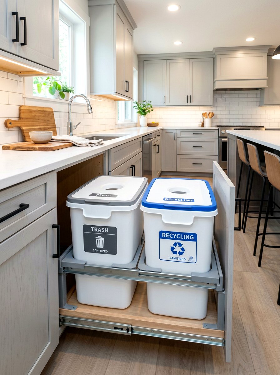 Sanitize Trash Cans - 30 spring kitchen reset ideas