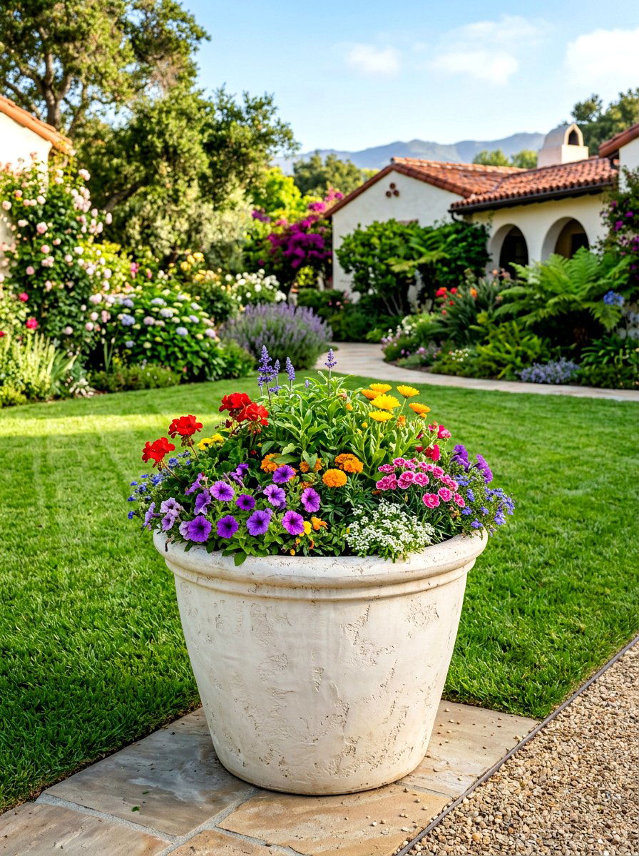 Santa Barbara Finish Garden Planter - 30 textured stucco backyard ideas