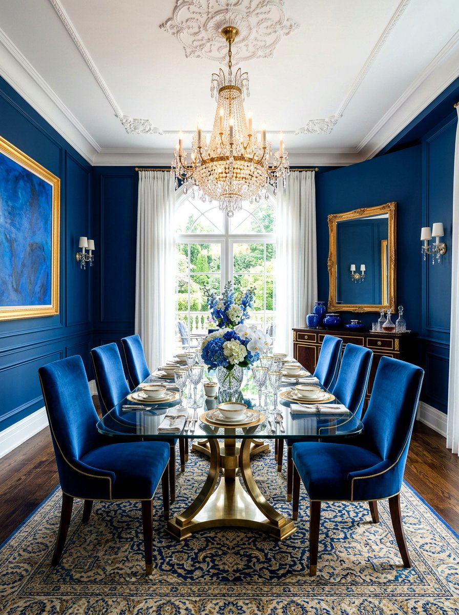 Sapphire Blue Dining Room - 30 saturated dining room ideas