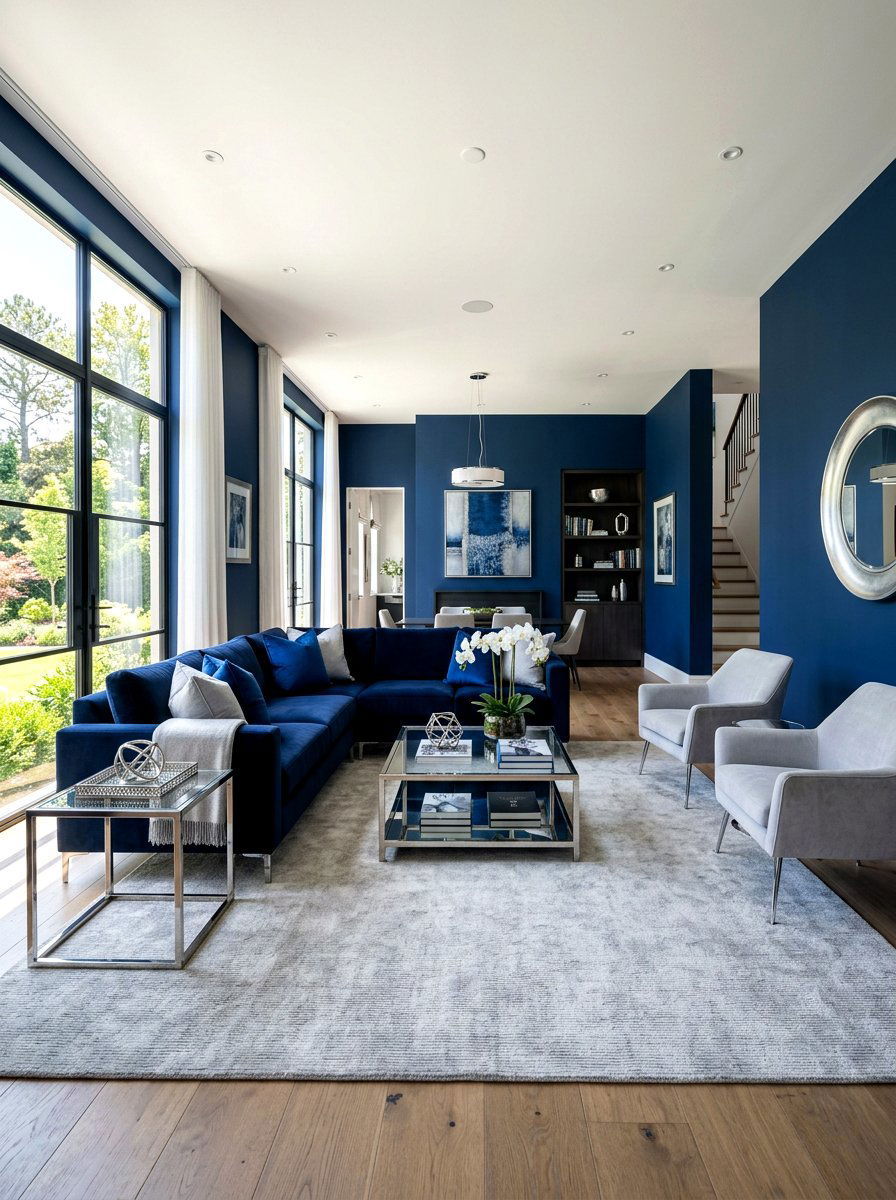 Sapphire Blue Living Room - 30 jewel tone living room ideas