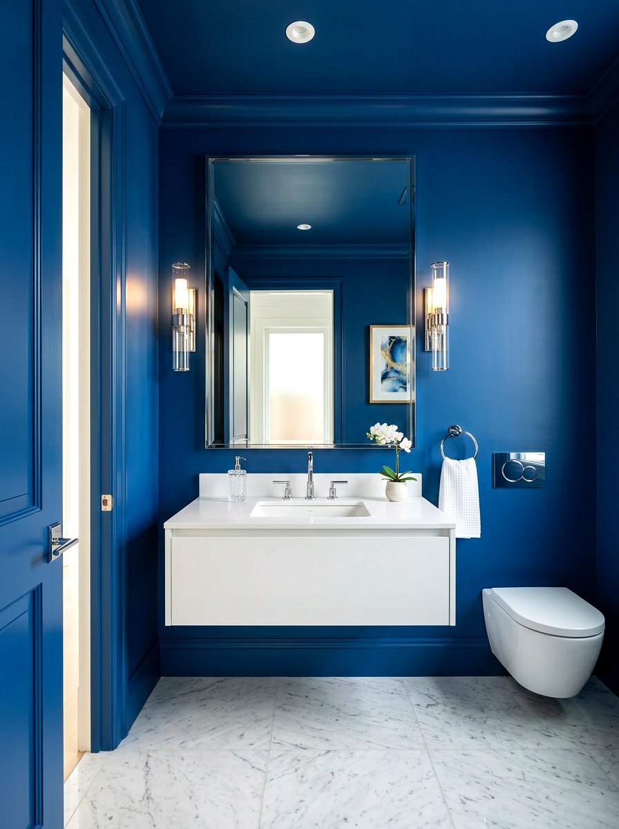 Sapphire Blue Powder Room - 30 opulent powder room ideas