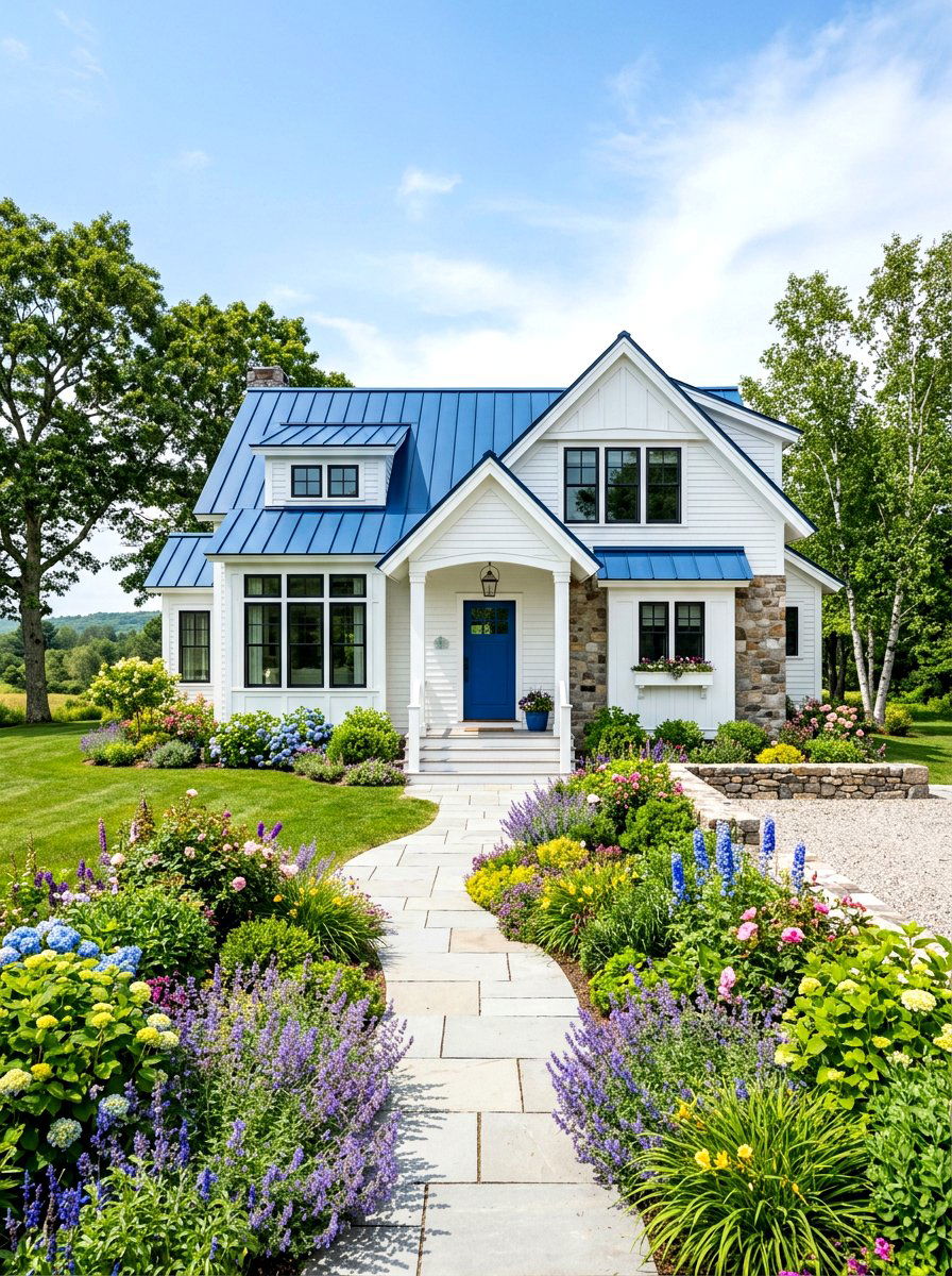 Sapphire blue metal roof - 30 blue house exterior ideas