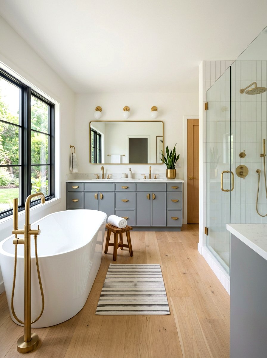 Satin Brass Bathroom - 30 bathroom hardware finish ideas