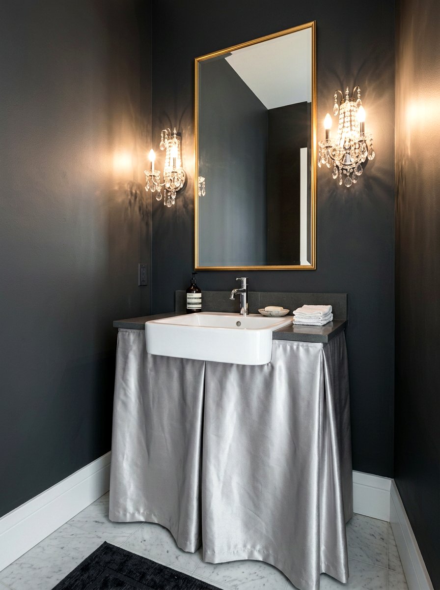 Satin Finish Powder Room Sink - 30 skirted powder room sink ideas