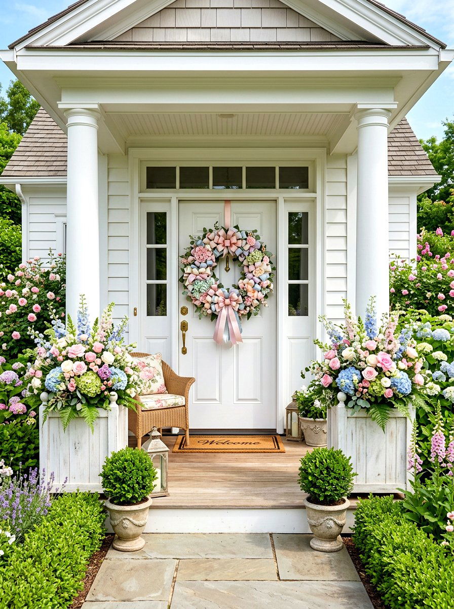 Satin Ribbon Wreath - 30 spring wreath ideas
