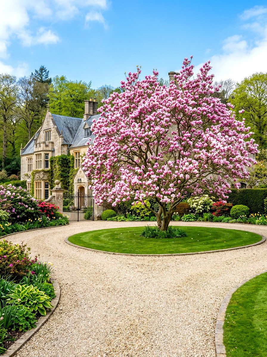 Saucer Magnolia Focal Point - 30 ornamental tree landscaping ideas