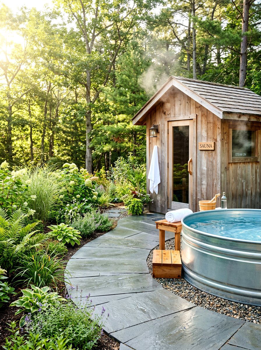 Sauna Cold Plunge Combo - 30 backyard sauna ideas