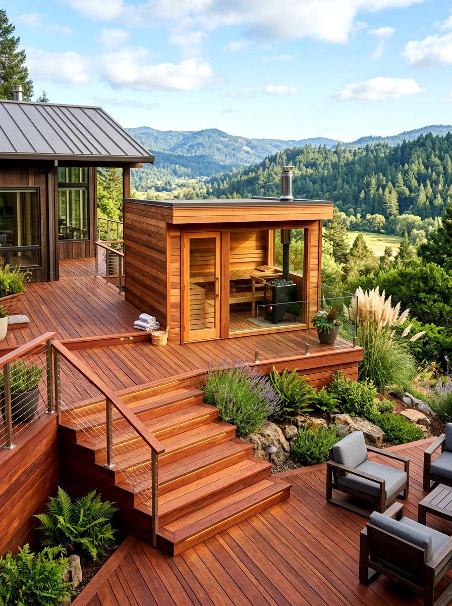 Sauna Deck Integration - 30 backyard sauna ideas