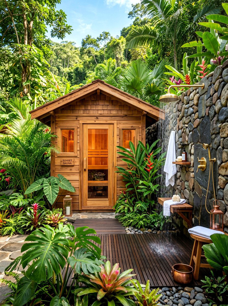Sauna With Outdoor Shower - 30 backyard sauna ideas