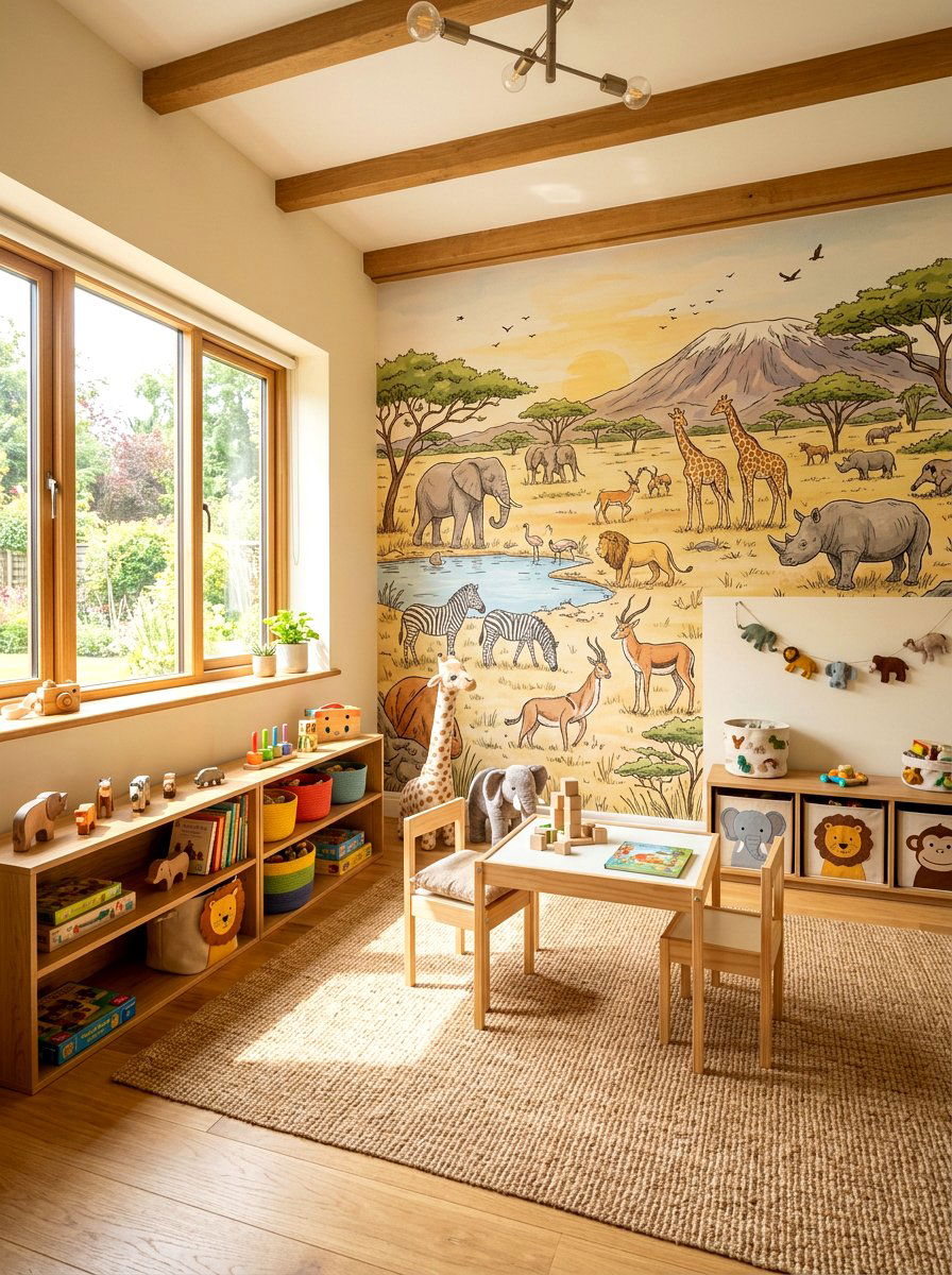 Savanna Wildlife Wallpaper - 30 landscape mural wall ideas