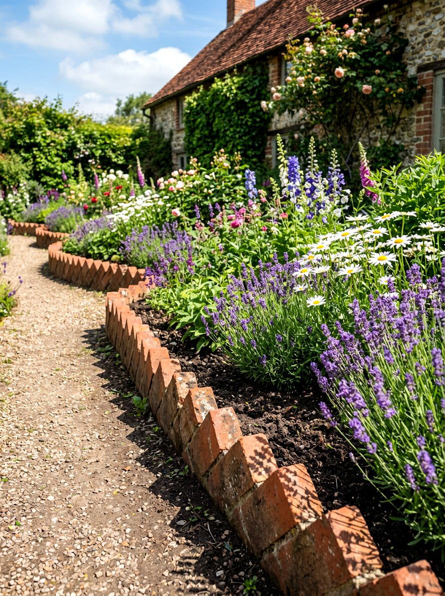 Sawtooth Brick Border - 30 brick garden edging ideas