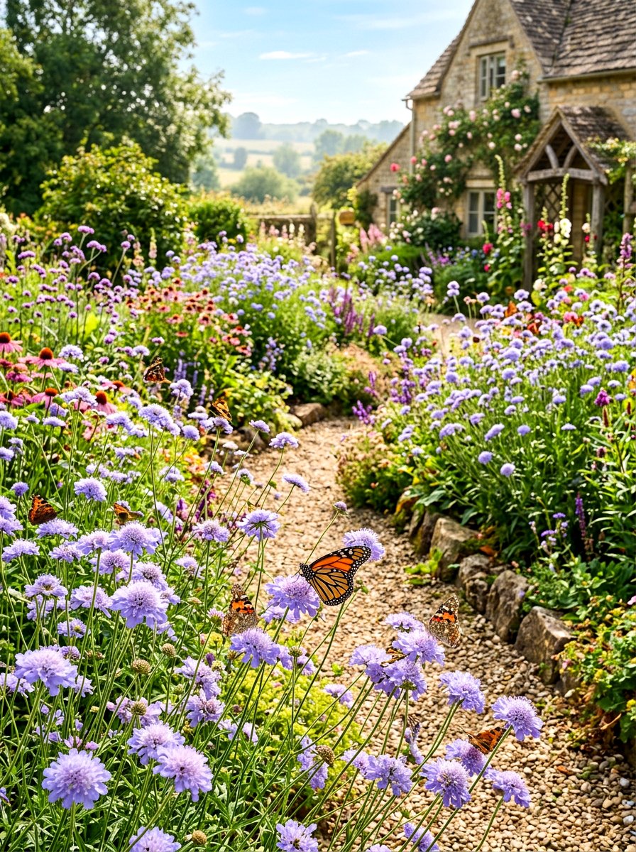 Scabiosa butterfly garden - 30 blue and purple garden ideas