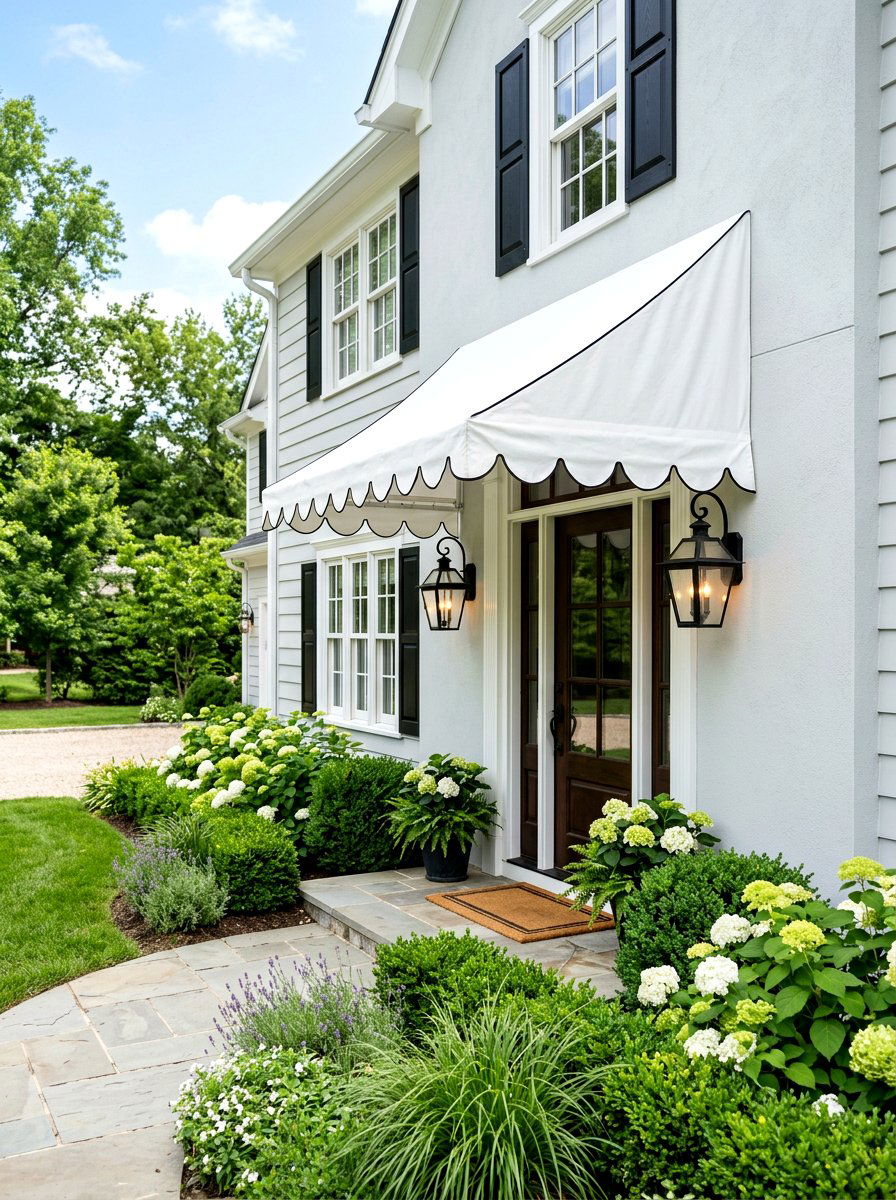 Scalloped Awning With Black Piping - 30 scalloped awning ideas