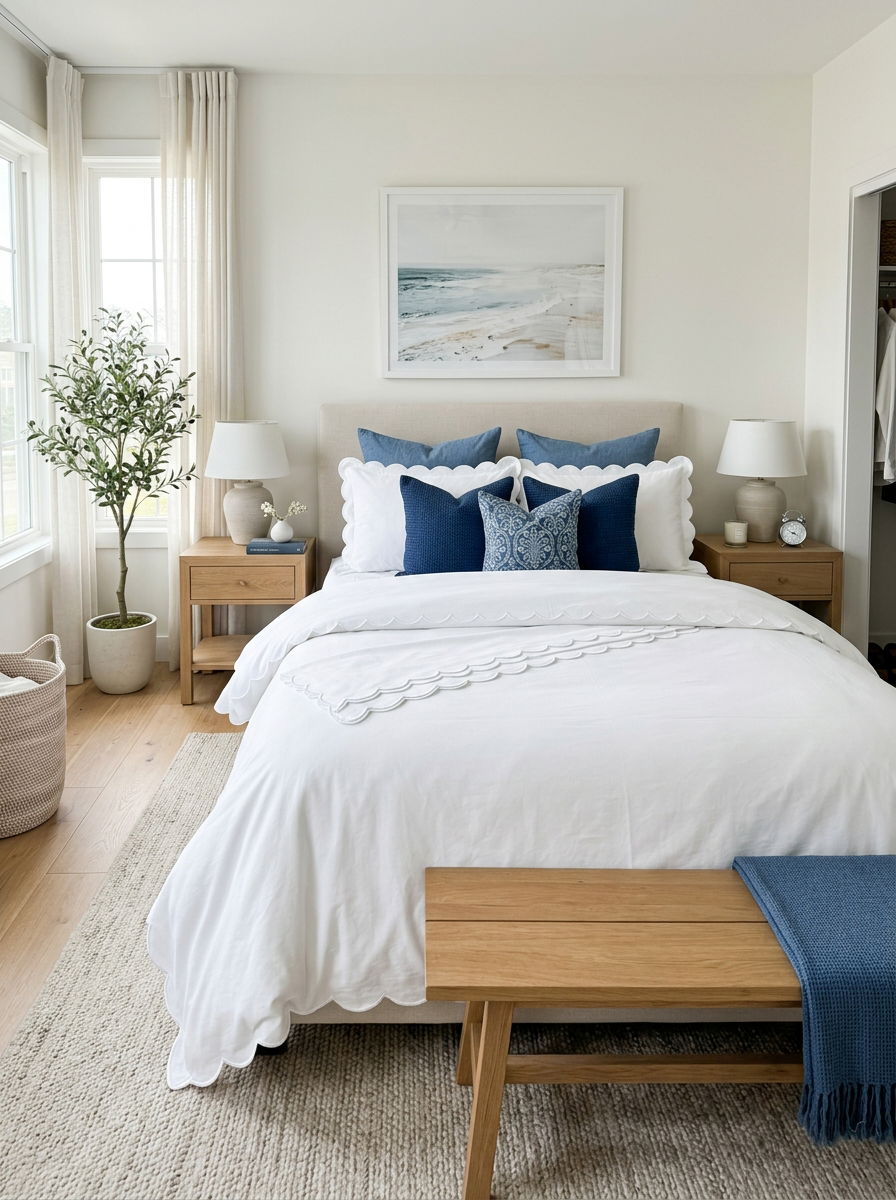 Scalloped Bed Linen - 30 soft vintage bedroom ideas