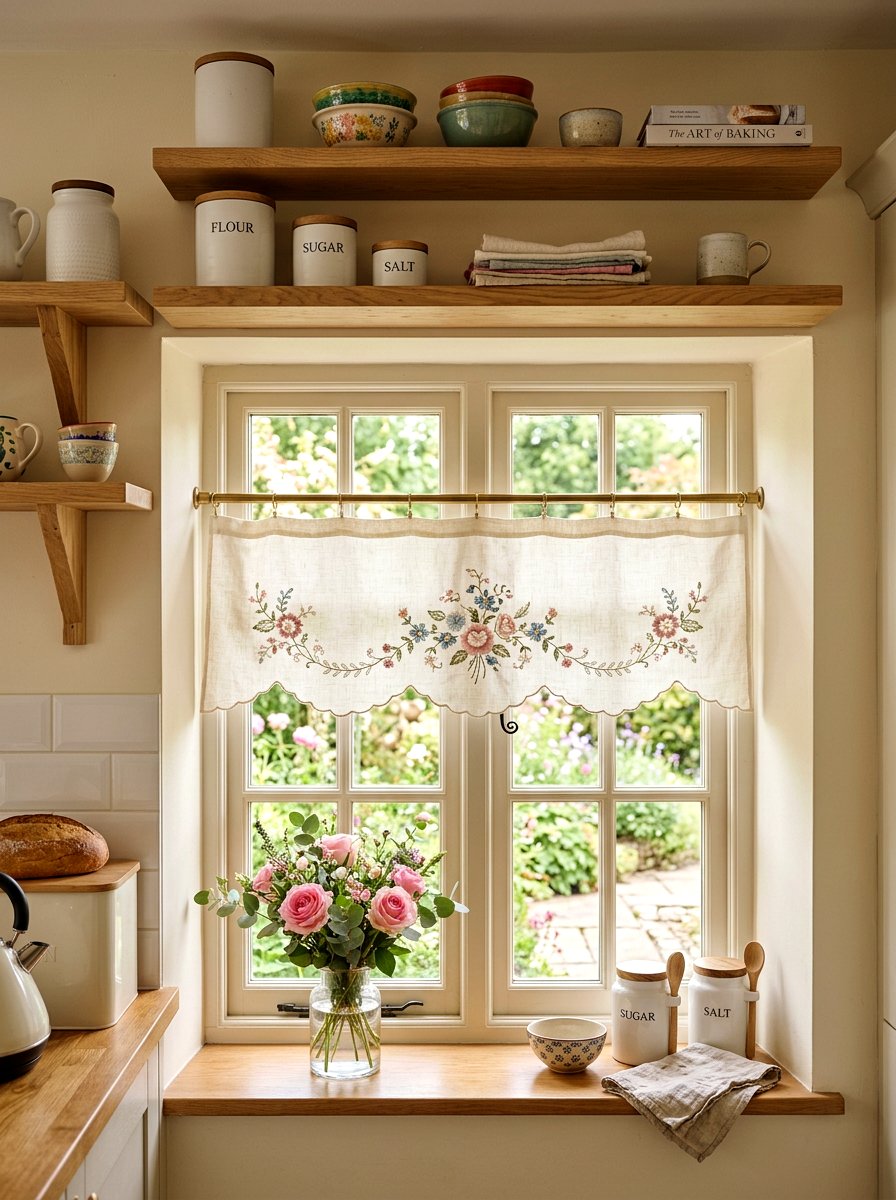 Scalloped Cafe Curtain Kitchen - 30 cafe curtain kitchen ideas