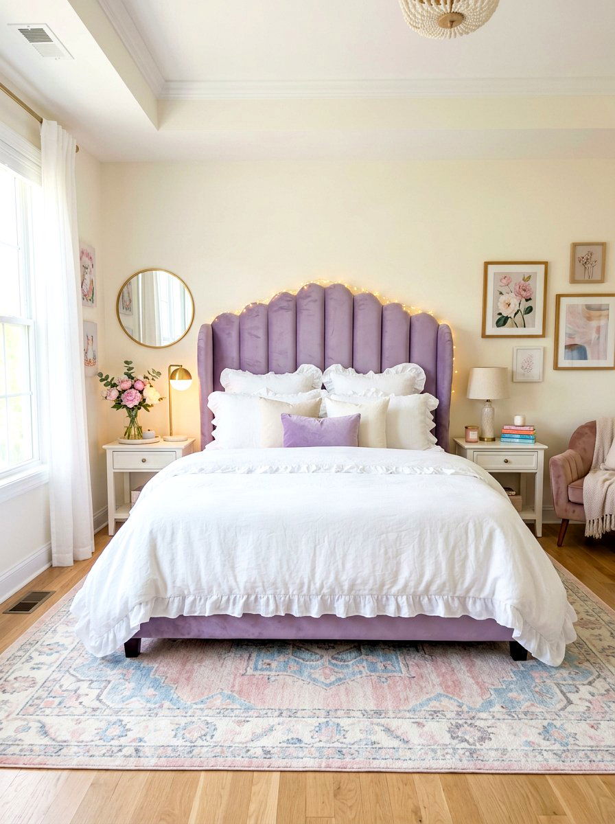Scalloped Channel Tufted Headboard - 30 channel tufted bed ideas