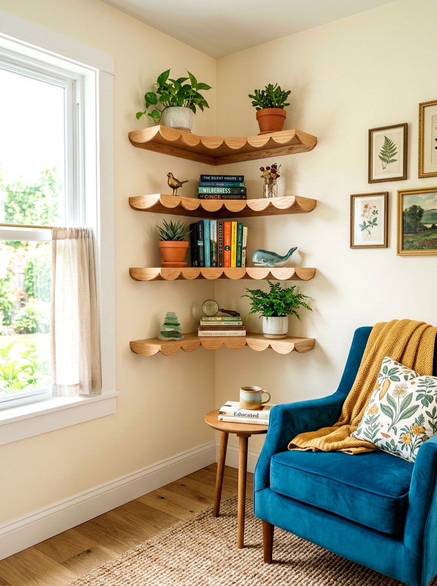 Scalloped Corner Wall Shelf - 30 scalloped shelf ideas