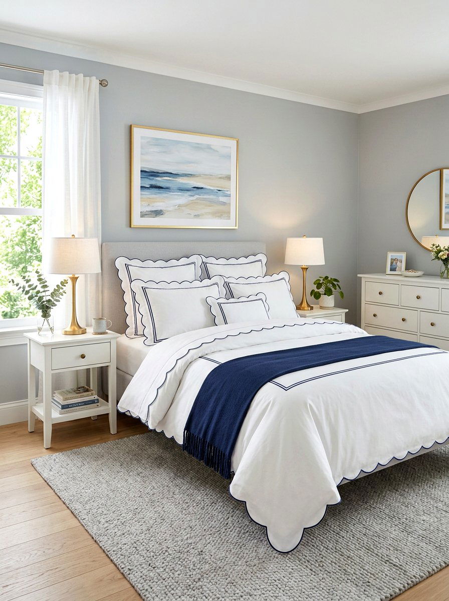 Scalloped Edge Bedding - 30 preppy home decor ideas