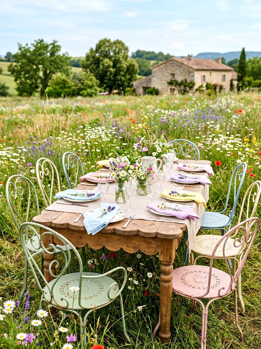 Scalloped Edge Farmhouse Table - 30 farmhouse outdoor table ideas