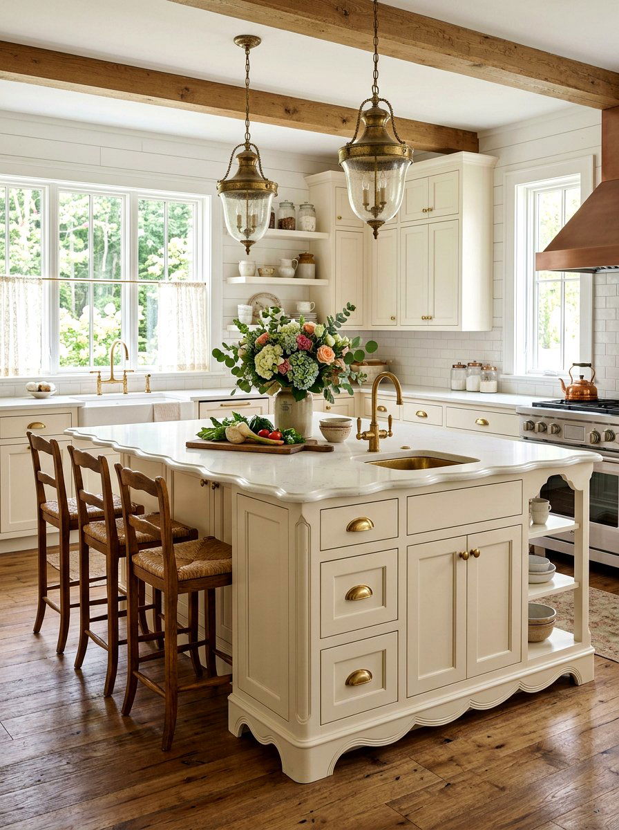 Scalloped Edge Kitchen Island - 30 modern farmhouse kitchen island ideas