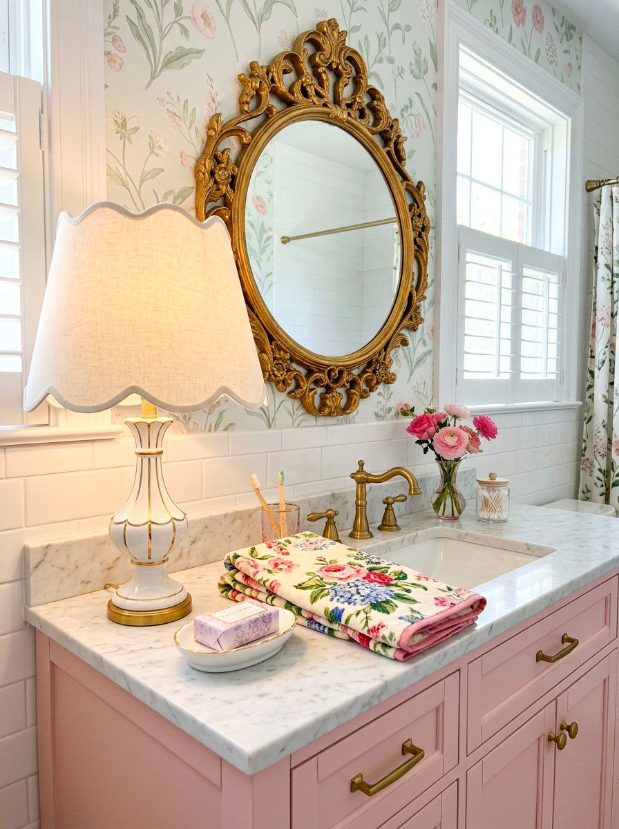 Scalloped Edge Lamp - 30 mini lamp bathroom counter ideas
