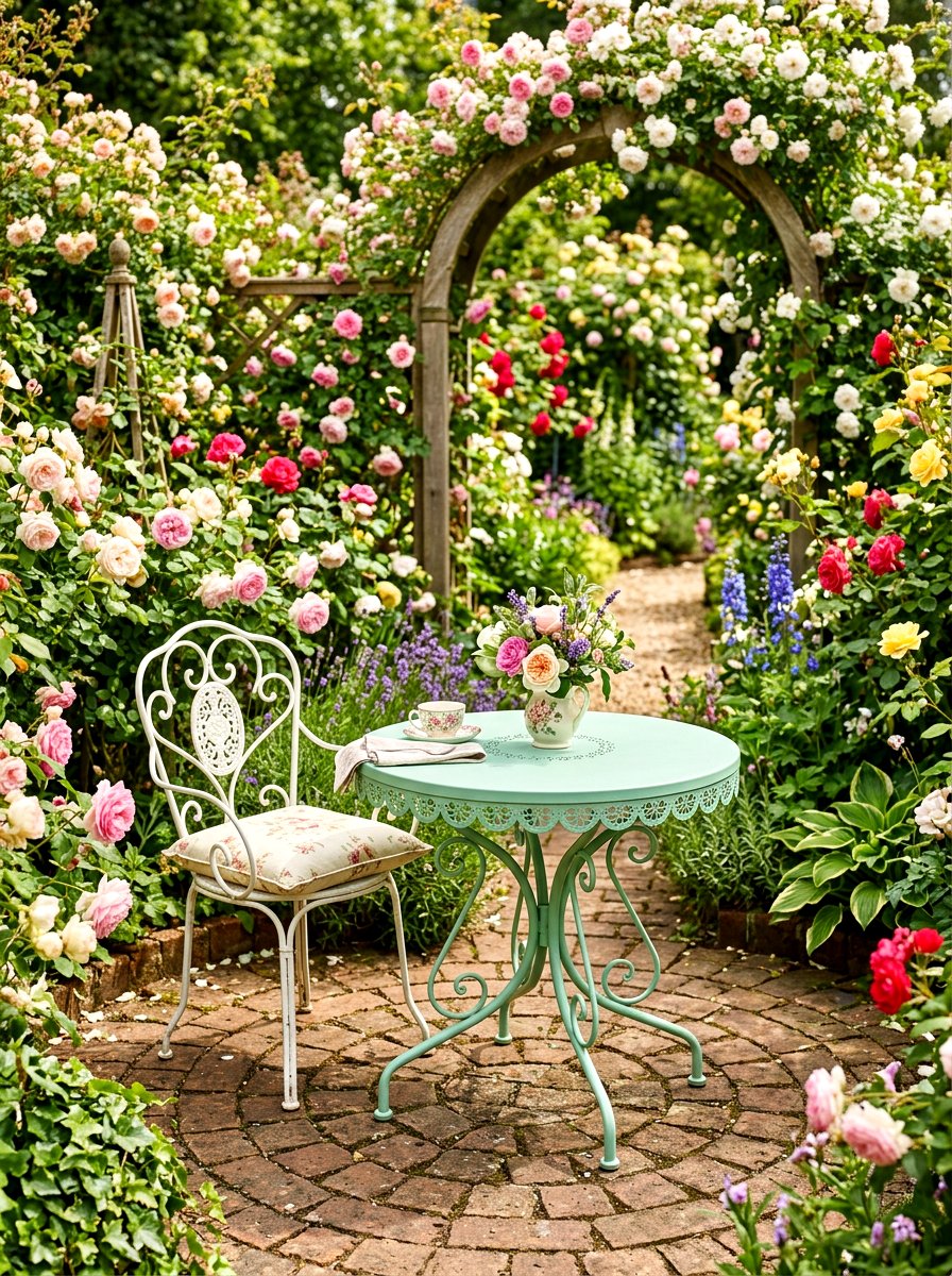 Scalloped Edge Metal Table - 30 outdoor side table ideas