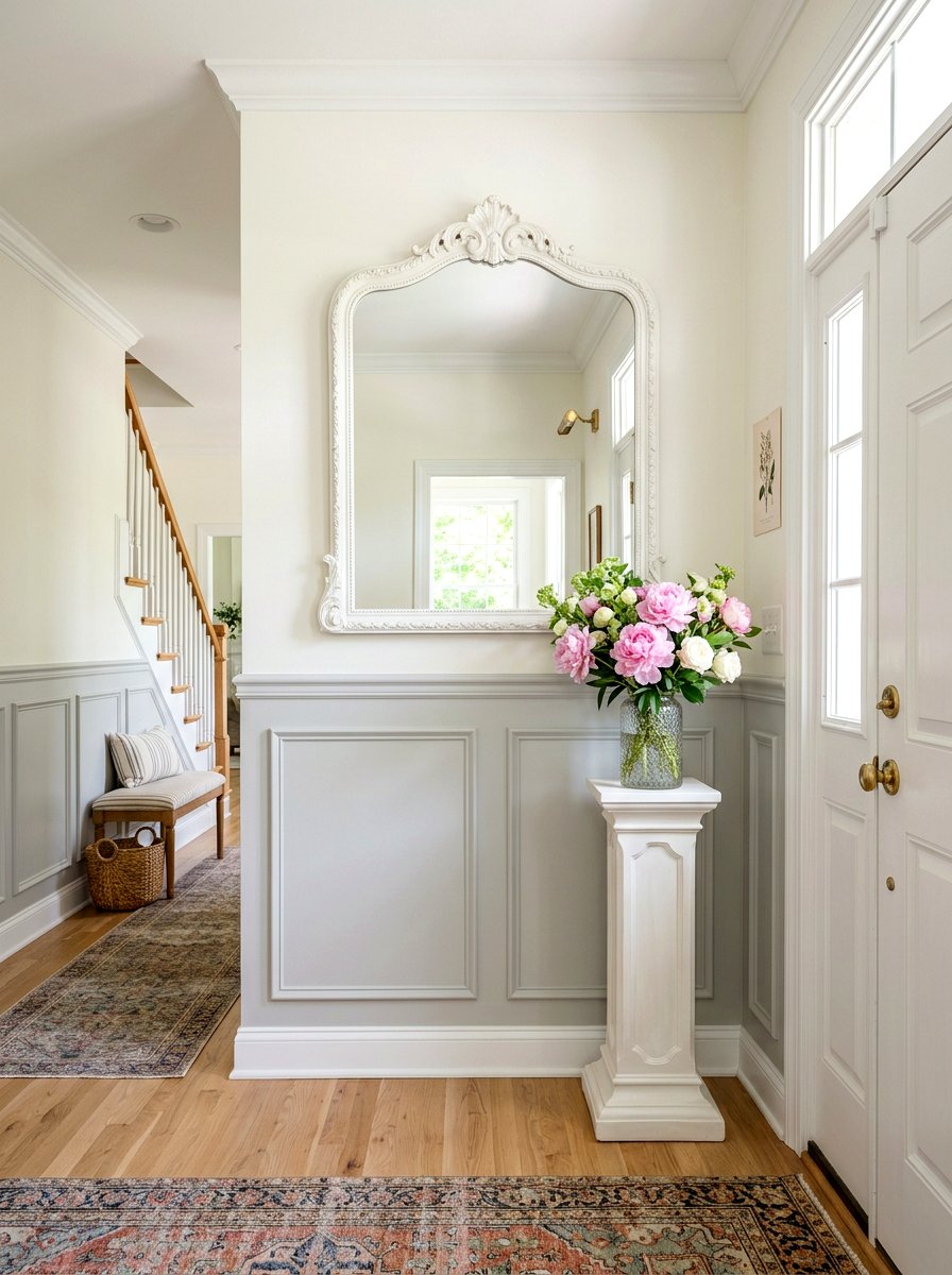 Scalloped Edge Mirror - 30 foyer mirror wall ideas