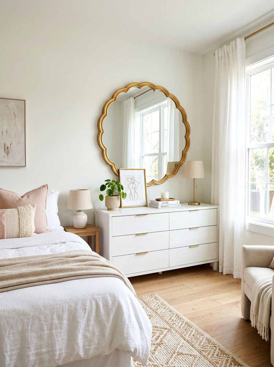 Scalloped Edge Mirror - 30 spring bedroom glow up ideas