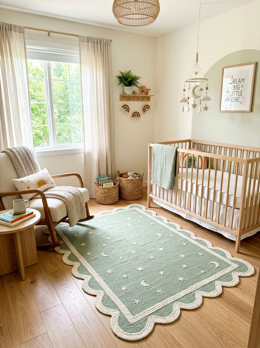 Scalloped Edge Nursery Rug - 30 statement rug ideas