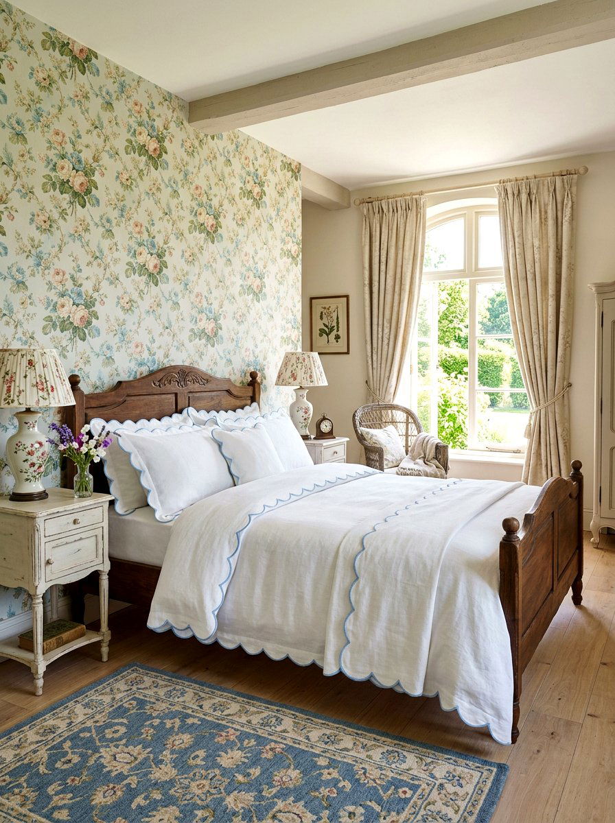 Scalloped Edge Piped Bedding - 30 piped bedding bedroom ideas
