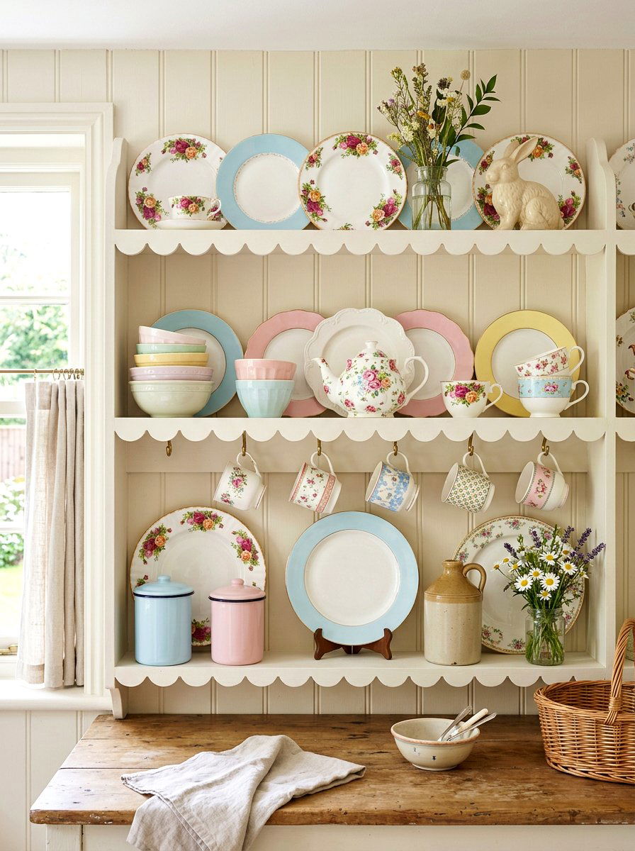 Scalloped Edge Shelf Trim - 30 tomato girl summer kitchen ideas