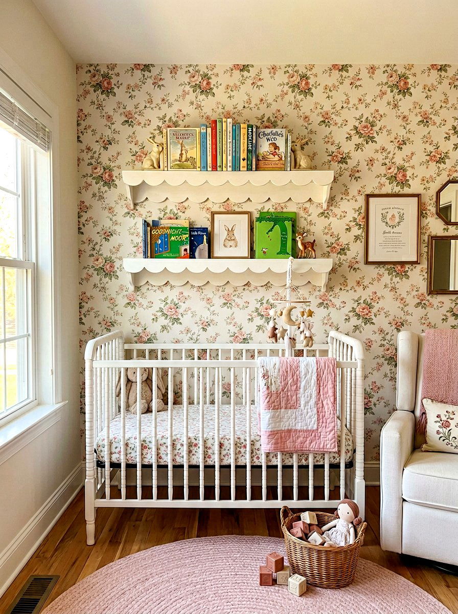 Scalloped Edge Shelf - 30 nursery bookshelf ideas