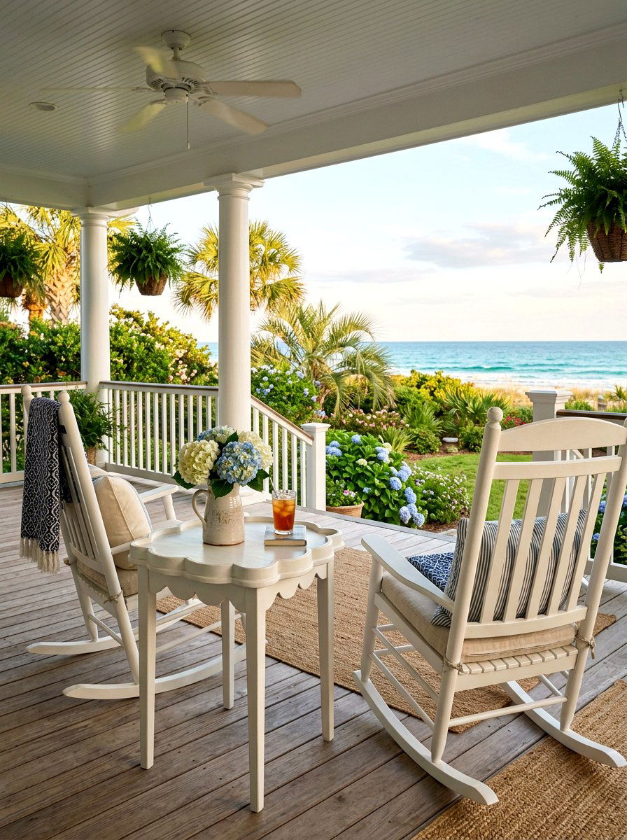 Scalloped Edge Side Table - 30 porch skirted table ideas