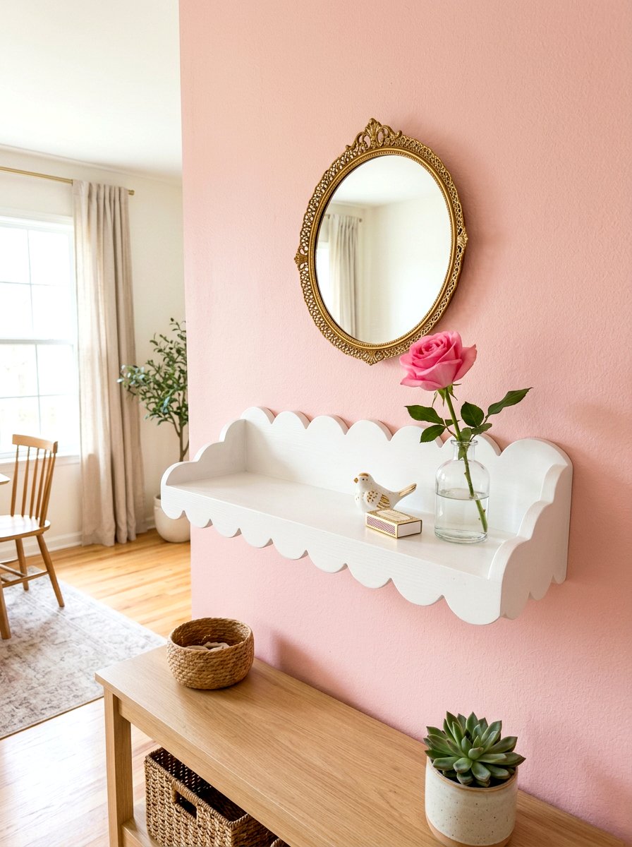 Scalloped Edge Wall Shelf - 30 wall mounted entry shelf ideas aesthetic