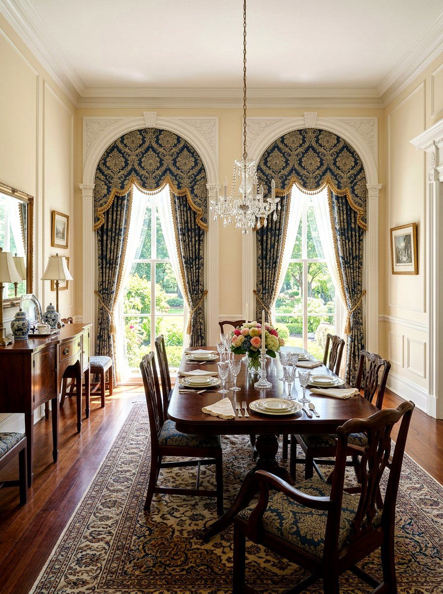 Scalloped Edge Window Drapery - 30 dining room drapery ideas