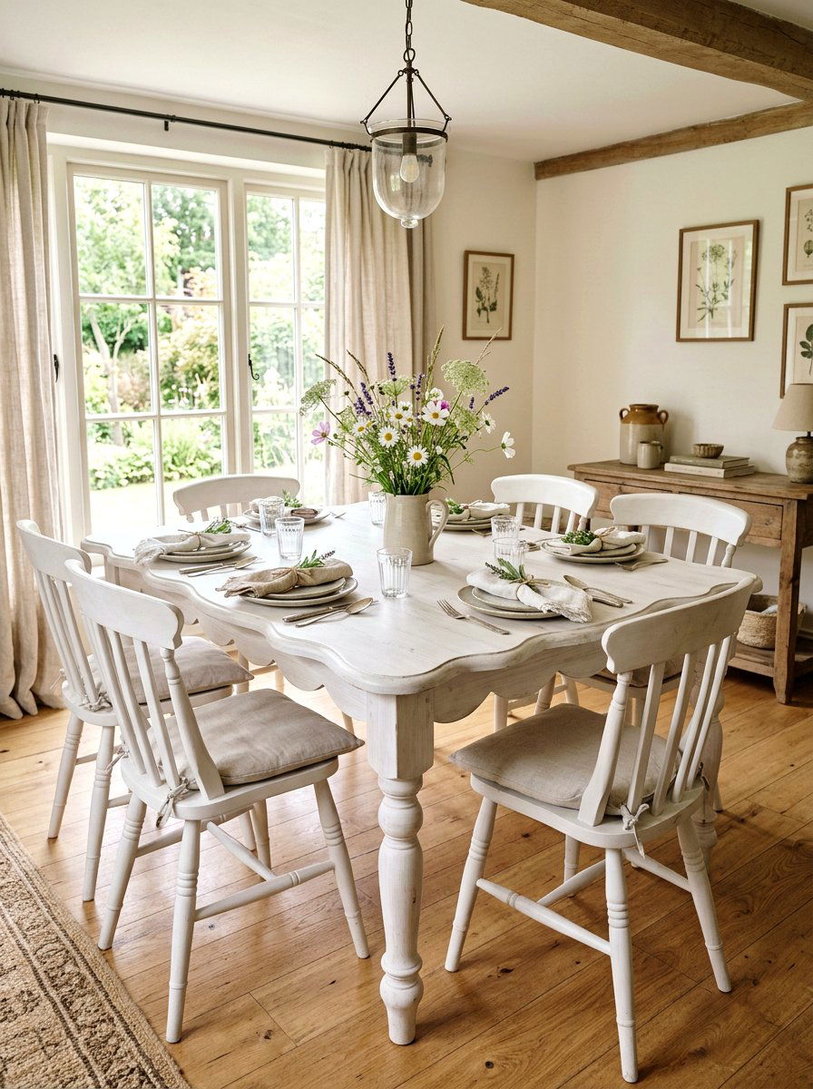 Scalloped Edge Wooden Table - 30 French country dining room decor ideas