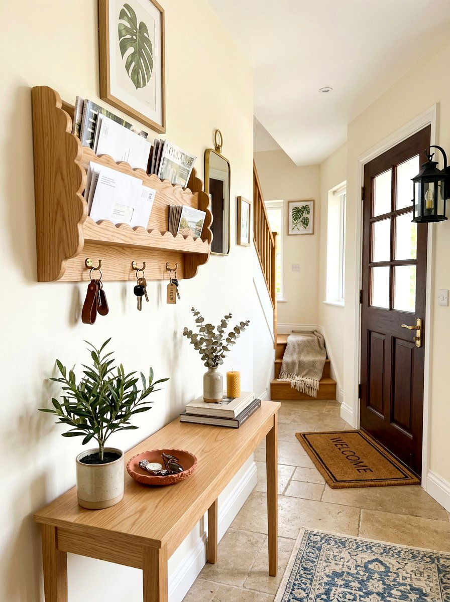 Scalloped Entryway Mail Shelf - 30 scalloped shelf ideas