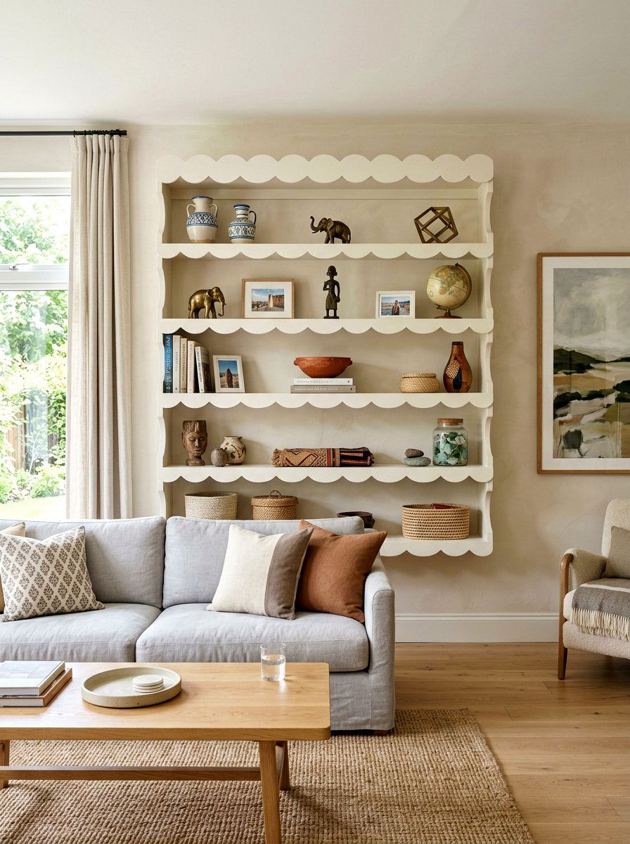 Scalloped Living Room Display Shelf - 30 scalloped shelf ideas
