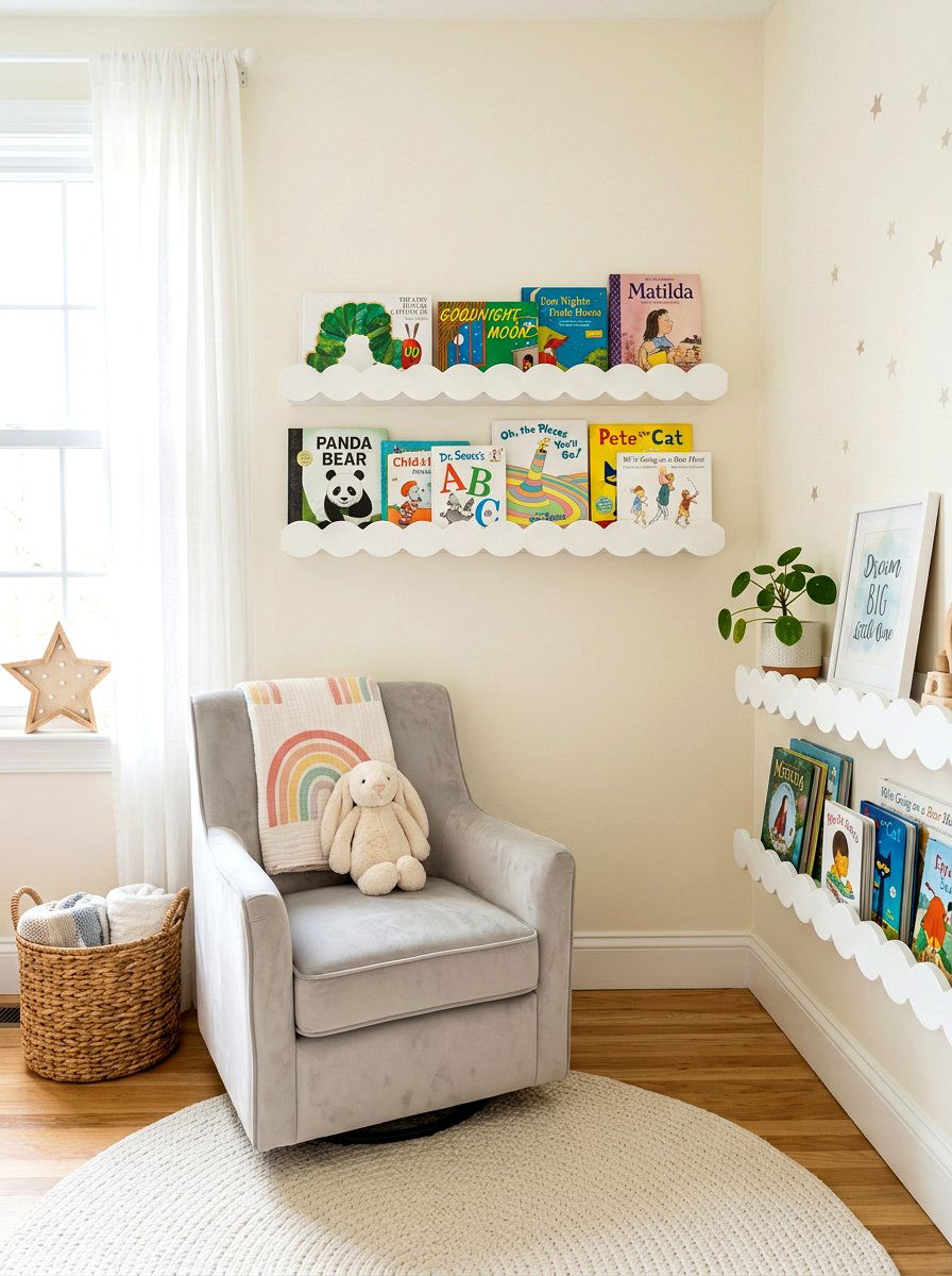 Scalloped Nursery Book Ledge - 30 scalloped shelf ideas