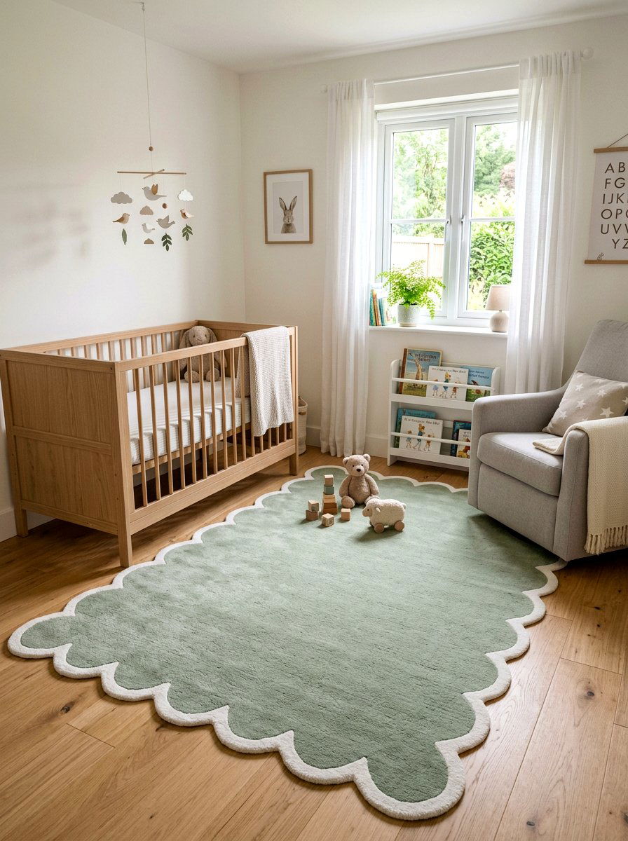 Scalloped Nursery Rug Decor - 30 English nursery decor ideas