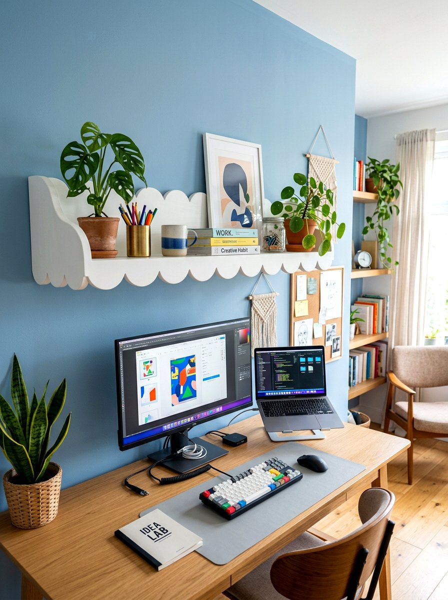 Scalloped Office Desk Shelf - 30 scalloped shelf ideas