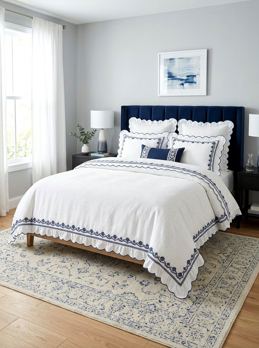 Scalloped Ruffled Linen Bedding - 30 ruffled linen bedding ideas